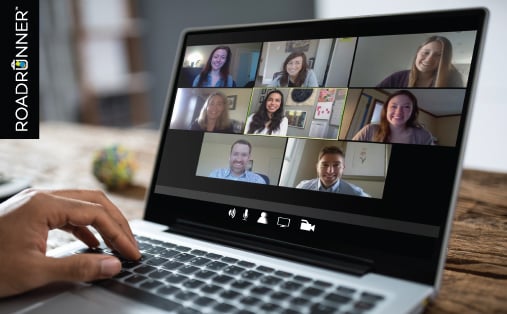 a company employee joins a meeting virtually