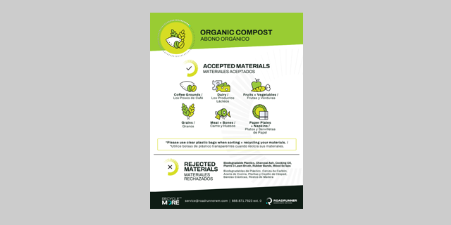 Organic Recycling label in the bilingual languages of English and Spanish