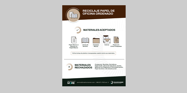 Sorted Office Paper Recycling label in the Spanish language